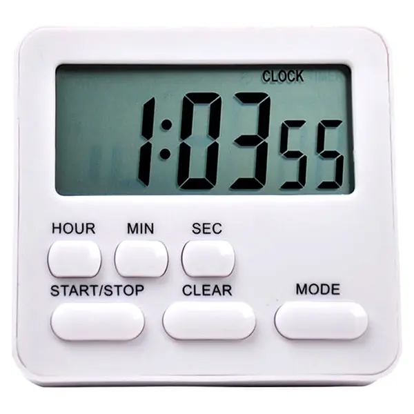 Kitchen Clock English 24-hour Electronic Timer LCD Digital Reminder Table Clock – Color: White – View 1