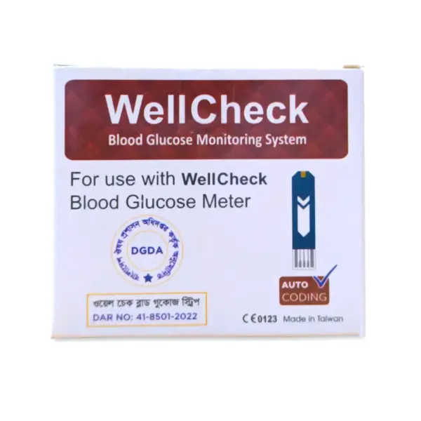 WellCheck Rapid Blood Glucose & Diabetic Test Strips – Number Of Strips: 25 – View 2