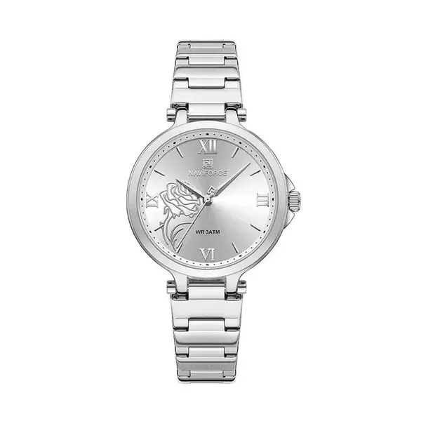 Naviforce NF5060 Luxury Stainless Steel Strap Elegant Fashion Women's Watch – Dial Color: Silver, Strap Color: Silver – View 1