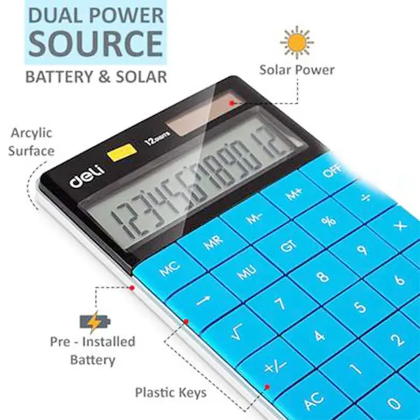 Deli E1589 Check And Correct Series Basic Calculator 12 digits – View 3
