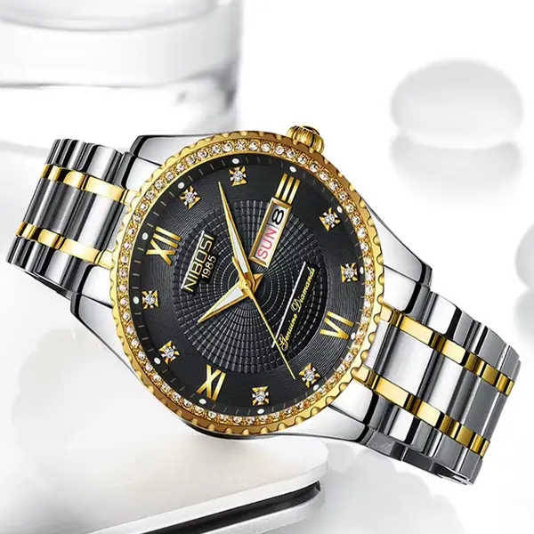 Nibosi 2315 High Quality Stainless Steel Waterproof Women's Watch – Dial Color: Black, Strap Color: Silver – View 3