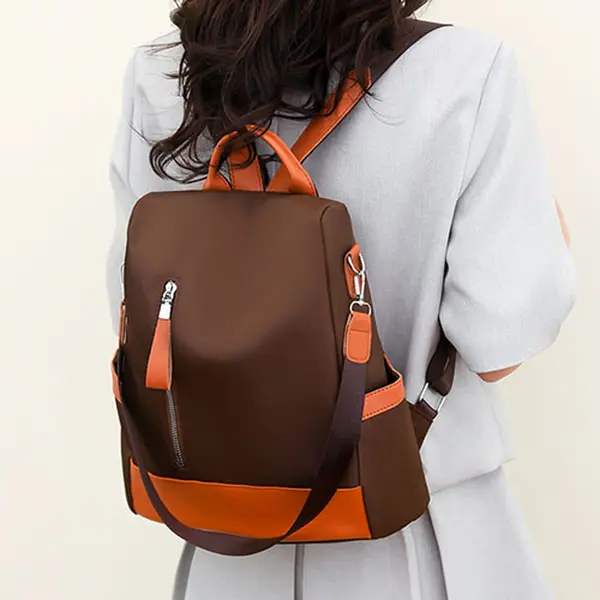 New Oxford Cloth Adequate Capacity Women’s Backpack (Brown) – View 4