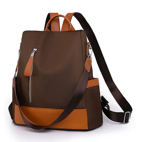 New Oxford Cloth Adequate Capacity Women’s Backpack (Brown) – View 2