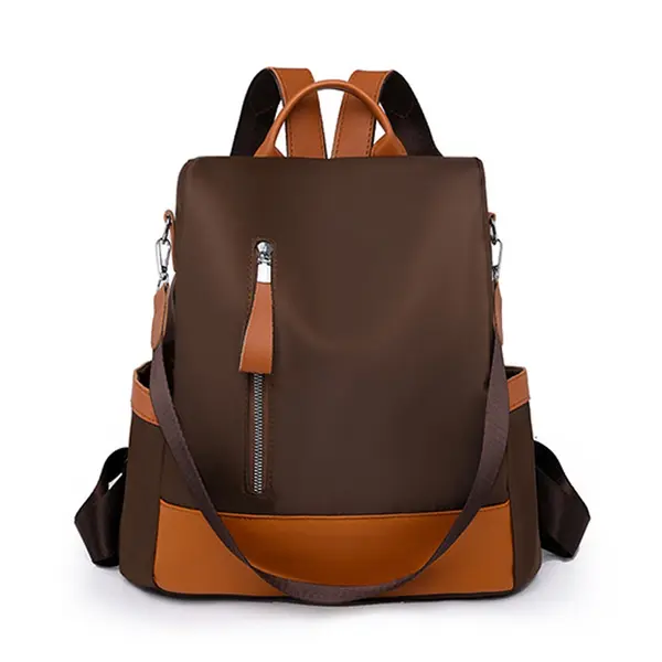New Oxford Cloth Adequate Capacity Women’s Backpack (Brown) – View 1