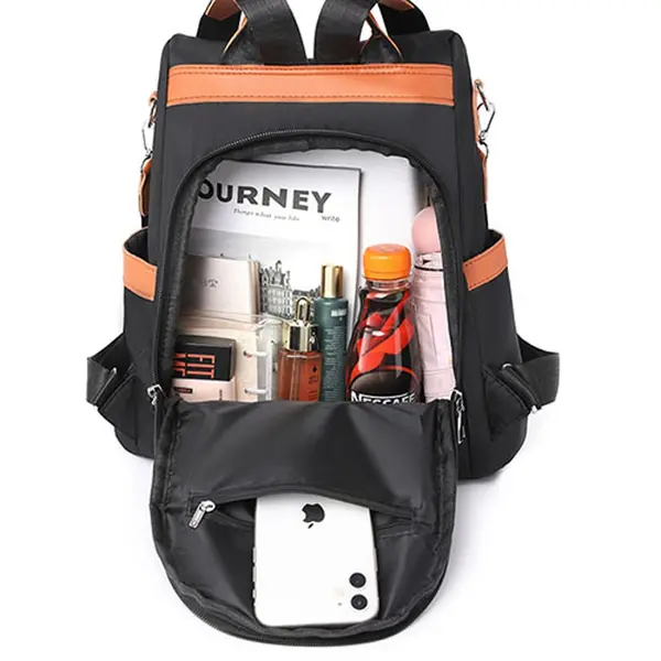 New Oxford Cloth Adequate Capacity Women’s Backpack (Brown) – View 3