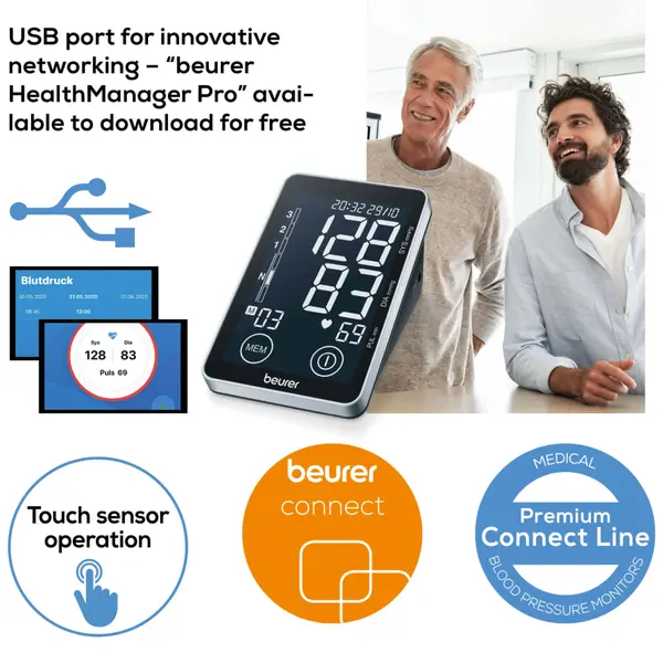Beurer BM-58 Upper Arm Advanced Digital Blood Pressure Monitoring Device with HealthManager Pro – View 6