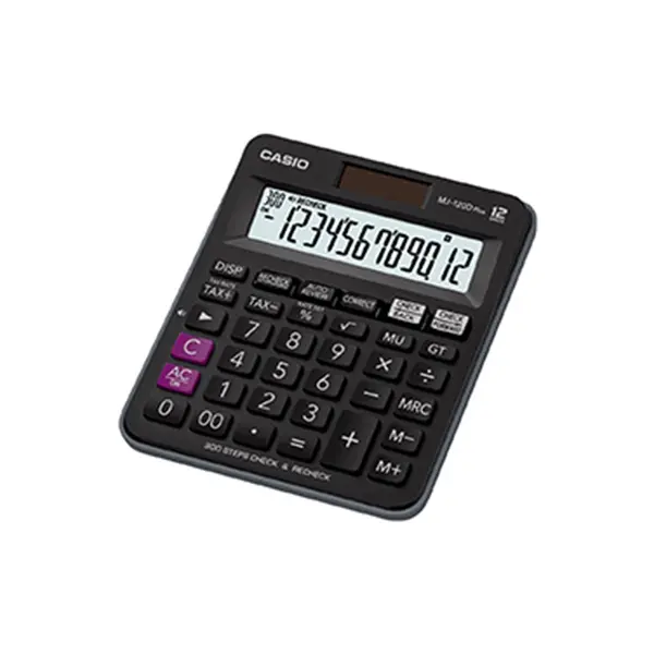 Casio MJ-120D Plus-BK Check & Recheck Mini Desk Type Basic Calculator – View 1