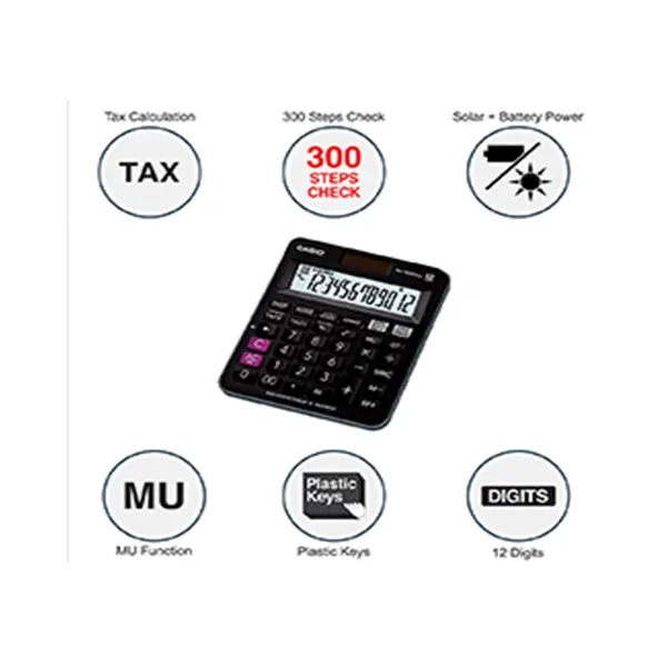 Casio MJ-120D Plus-BK Check & Recheck Mini Desk Type Basic Calculator – View 3