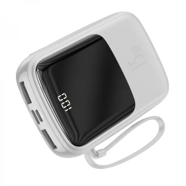 Baseus PPQD-B01 Q Pow 2-in-1 charging cable Digital Display Power Bank – Color: White – View 3