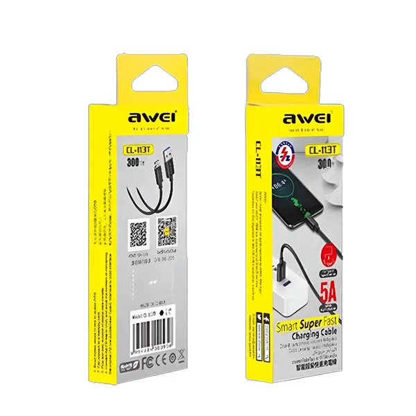 Awei CL-113T 30cm USB to Type-C 5A Fast Charging Cable – View 2