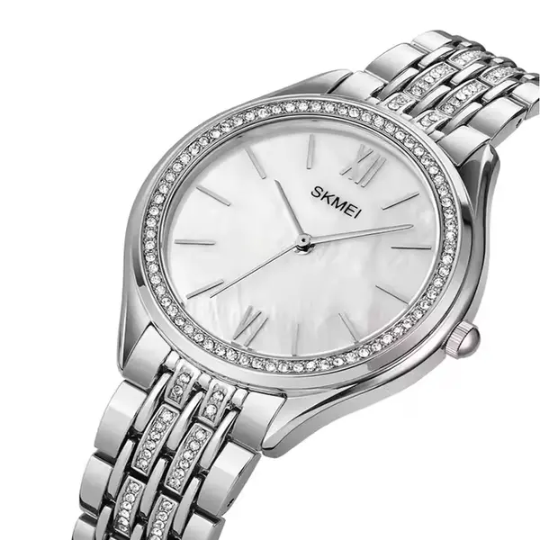 Skmei 1970 Analog Noble Quartz Stainless Steel Wristwatch – Dial Color: Silver, Strap Color: Silver – View 2