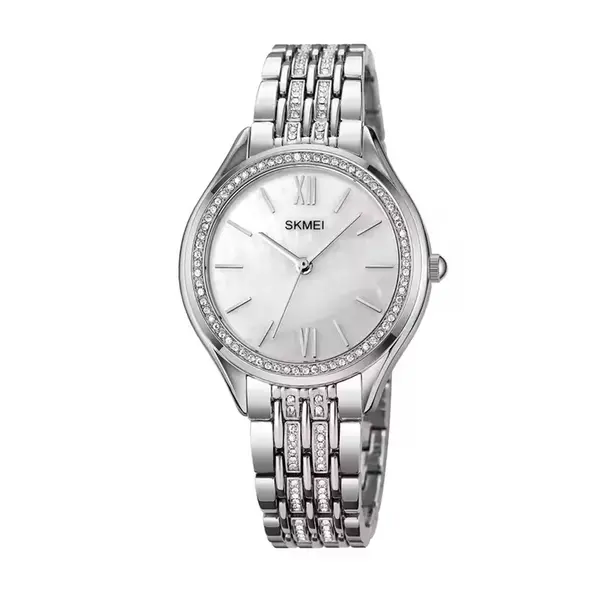 Skmei 1970 Analog Noble Quartz Stainless Steel Wristwatch – Dial Color: Silver, Strap Color: Silver – View 1