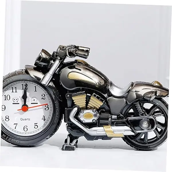 ARTISANS ALLEY Mini Motorcycle Bike Alarm Desk Shelf Table Clock – Color: Black – View 2