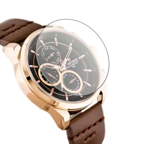 Naviforce NF9148 Custom Luxury Leather Strap Quartz Casual Men's Watch – Dial Color: Rose Gold, Strap Color:  Brown  – View 5