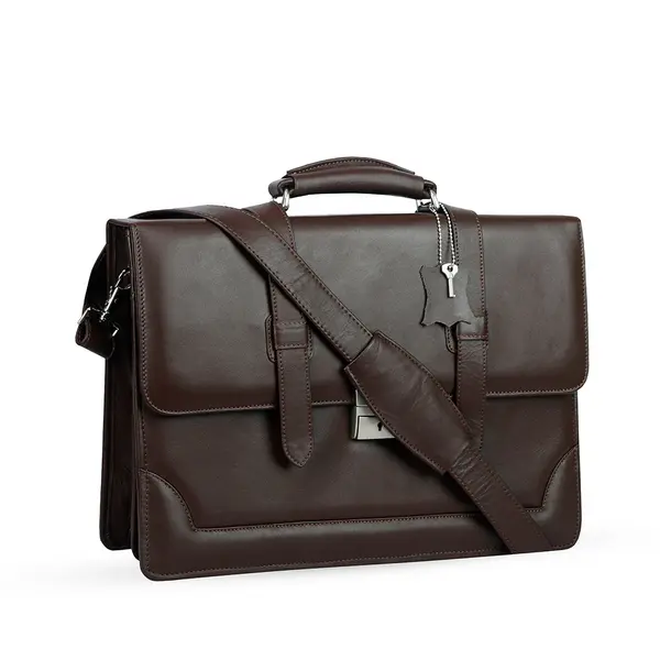 Mens Messenger Bag 15.6 Inch Waterproof Leather Office Work Bag – Color: Brown – View 2