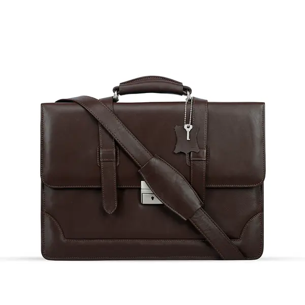 Mens Messenger Bag 15.6 Inch Waterproof Leather Office Work Bag – Color: Brown – View 1