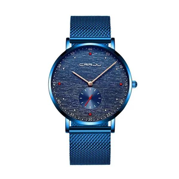 CRRJU 2163 Minimalist Stainless Steel Multifunctional Analog Quartz Men's Watch – Dial Color: Blue, Strap Color: Blue – View 1