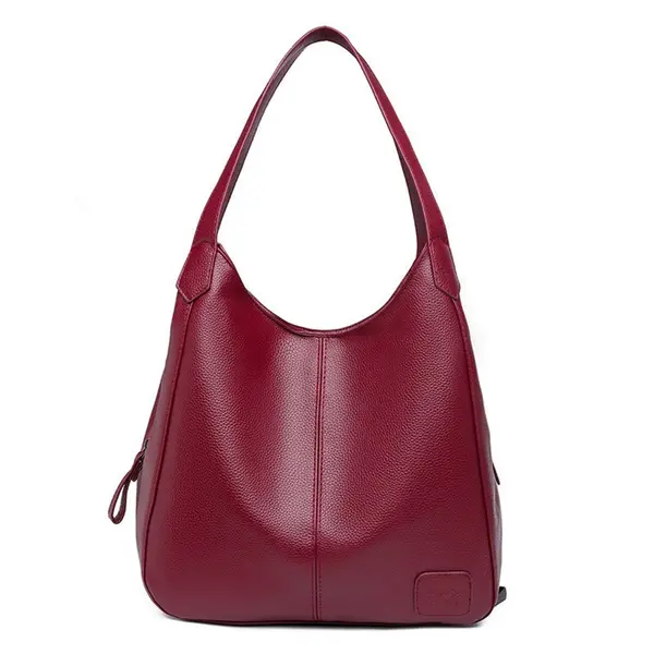 Trendy Solid Color PU Leather Crossbody Shoulder Bag – Color: Red – View 1
