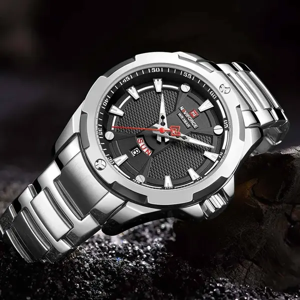 Naviforce NF9161 Luxury Stainless Steel Quartz Casual Fashion Men's Watch – Dial Color: Gold, Strap Color: Gold  – View 3