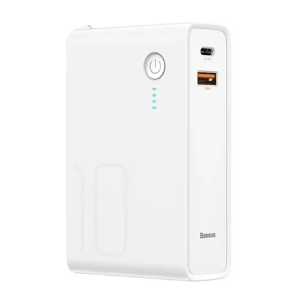 Baseus 10000mAh 2in1 Power Station 10w Travel Charger and Power bank – Color: White – View 1