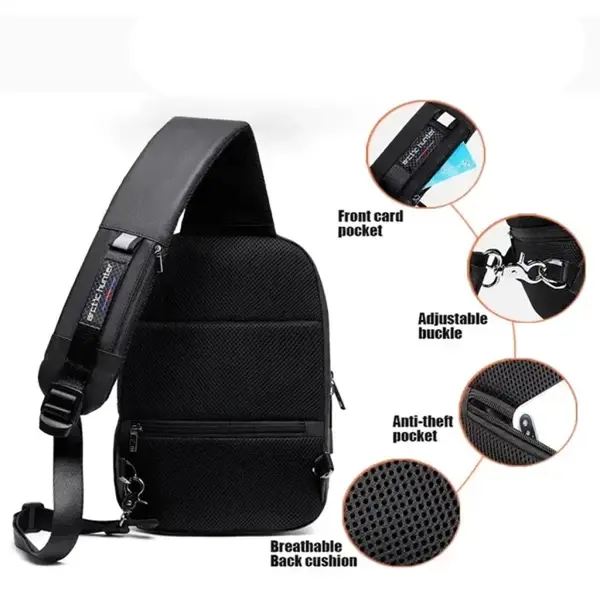 Arctic Hunter XB00081 Anti-Theft Pocket Shoulder Cross body Bag – Color: Black – View 3