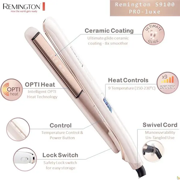 Remington S9100 Proluxe Ceramic Hair Straighteners For Women – View 3