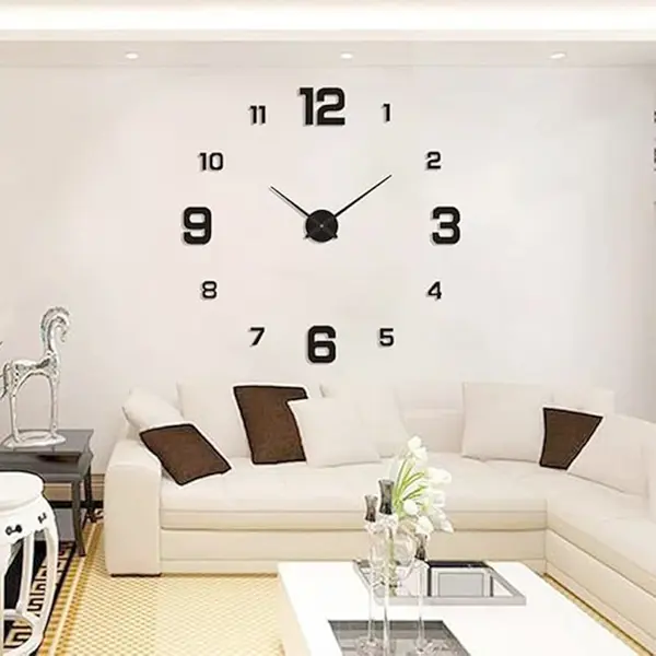 Sulfar DIY 3D Acrylic Sticker Roman Numbers Wall Clock – View 2