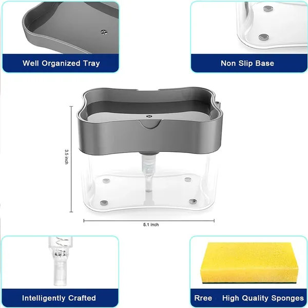 Kitchen Pump Sponge Caddy Holder Creative Hand Press Kitchen Liquid Dish Soap Dispenser – View 4