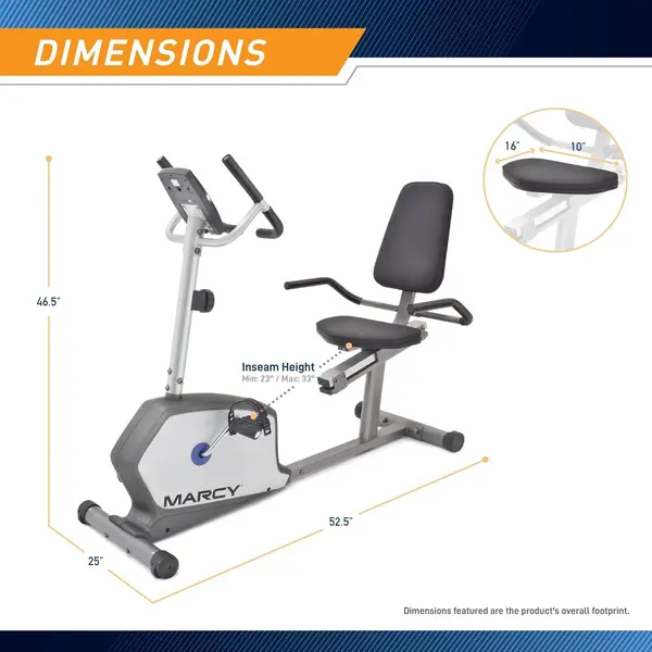 Marcy NS-1201R Adjustable Seat and 8 Resistance Levels, 300 Pound Capacity  Recumbent Exercise Bike  – View 4