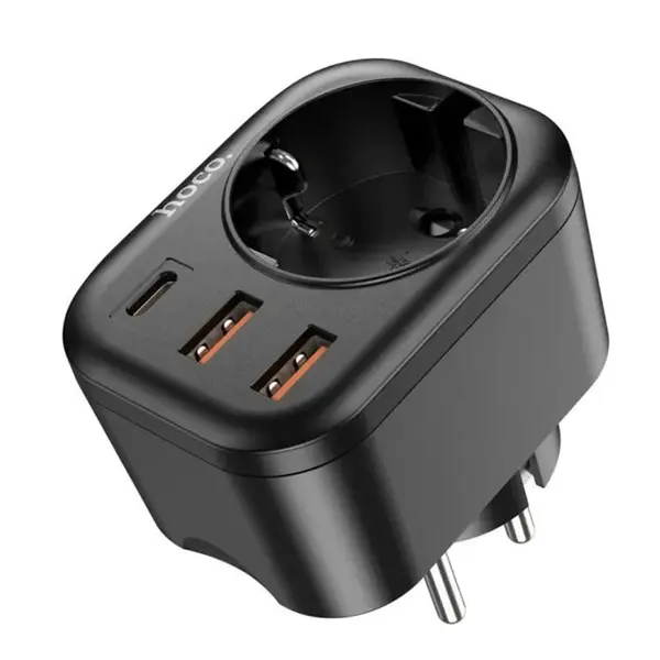 Hoco NS3 18W Multifunctional Socket Adapter with Dual USB Ports – View 2