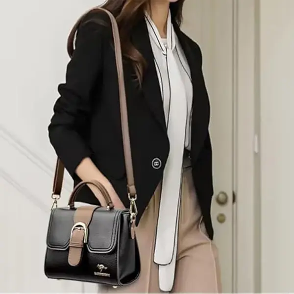 Contrast Luxury & Stylish Design Color Women Shoulder Bag – Color: Black – View 2