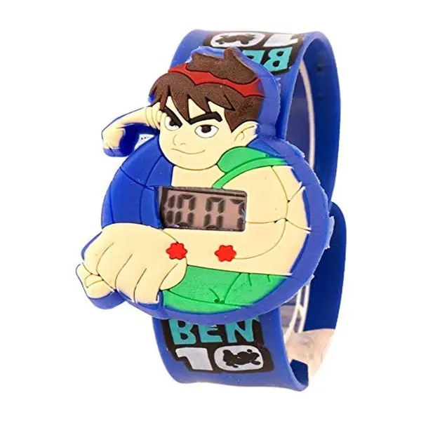 S S TRADERS Cartoon Ben 10 Shaped Slap Snap On Silicone Digital Wrist Watch for Boys – Dial Color: Blue, Strap Color: Blue – View 2