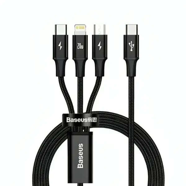 Baseus Rapid Series 3-in-1 20W Fast Charging 1.5m Nylon Braided Cable – View 1