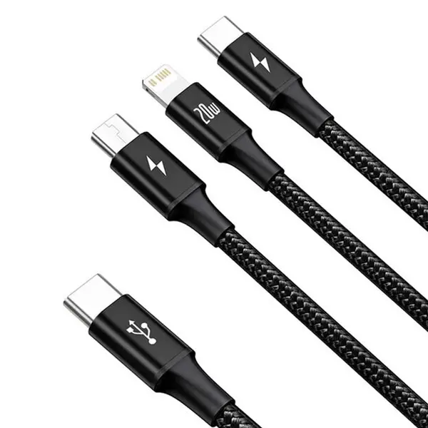 Baseus Rapid Series 3-in-1 20W Fast Charging 1.5m Nylon Braided Cable – View 2