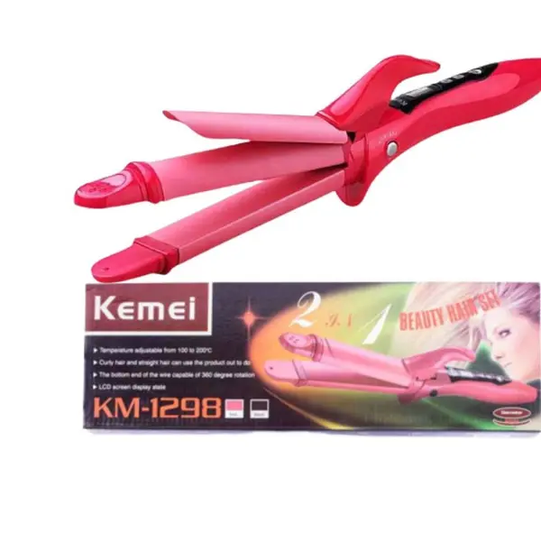 Kemei KM-1298 Straight Care and 2 in 1 Curl Hair Straightener for Women – View 3