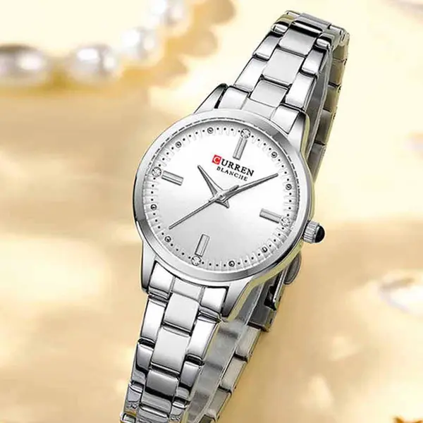CURREN 9094 Latest Elegant Stainless Steel Classic Women Quartz Watch – Dial Color: Silver, Strap Color: Silver – View 2
