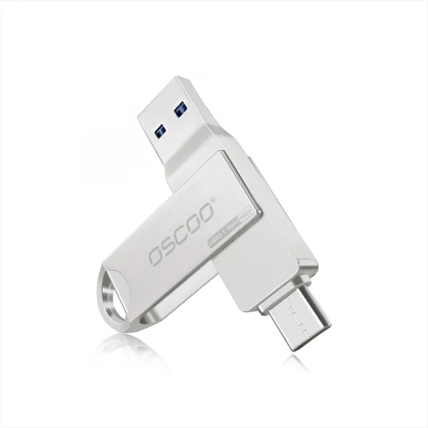 Oscoo CU002 64GB USB 3.1 Gen 1 & Type-C OTG Silver Pen Drive – Storage Capacity: 128 GB – View 2