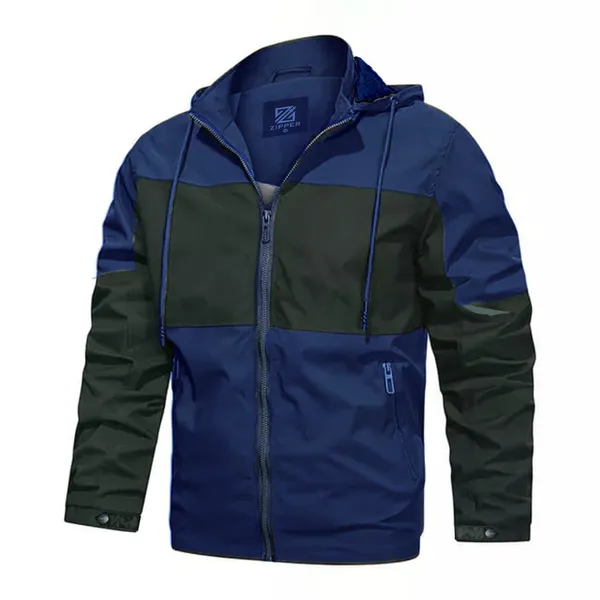 High Quality Jacket Men Zip Up Color Jackets Navy Blue – Size: L – View 2