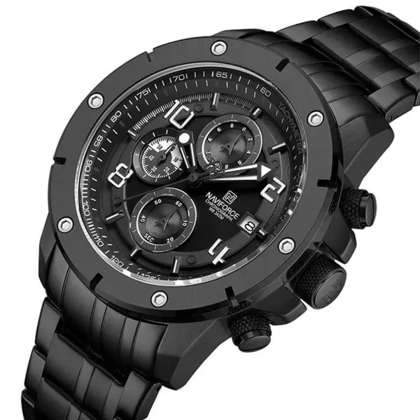 NAVIFORCE NF8056 Stylish and Trendy Men’s Watch – Dial Color: Black, Strap Color: Black – View 2