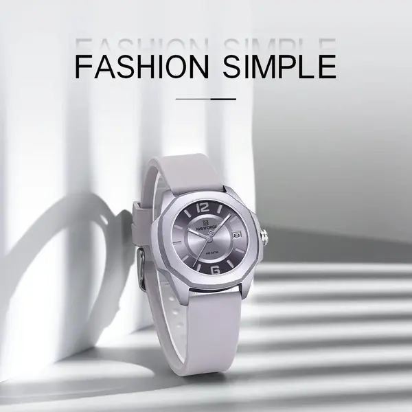 NAVIFORCE NF7107 5ATM Waterproof Stylish Women’s Luminous Sports Watch – Dial Color: Silver, Strap Color: Silver – View 2