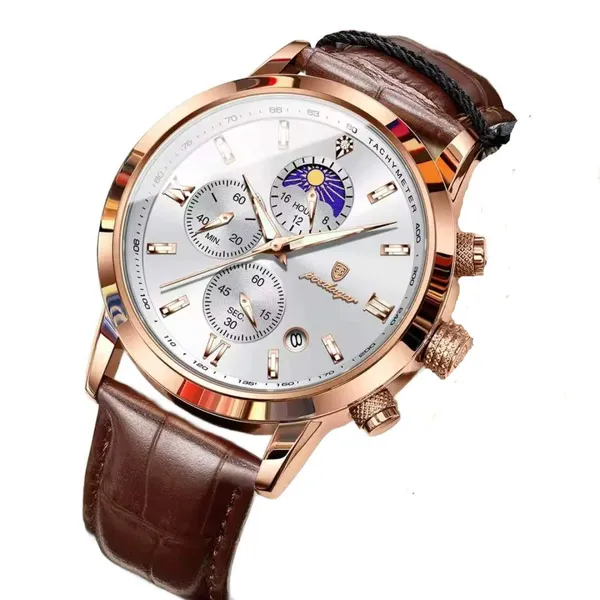 Poedagar 882L Luxury Sports Waterproof Luminous Watch For Men – Dial Color: White, Strap Color: Rose – View 1