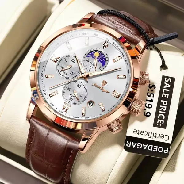 Poedagar 882L Luxury Sports Waterproof Luminous Watch For Men – Dial Color: White, Strap Color: Rose – View 2
