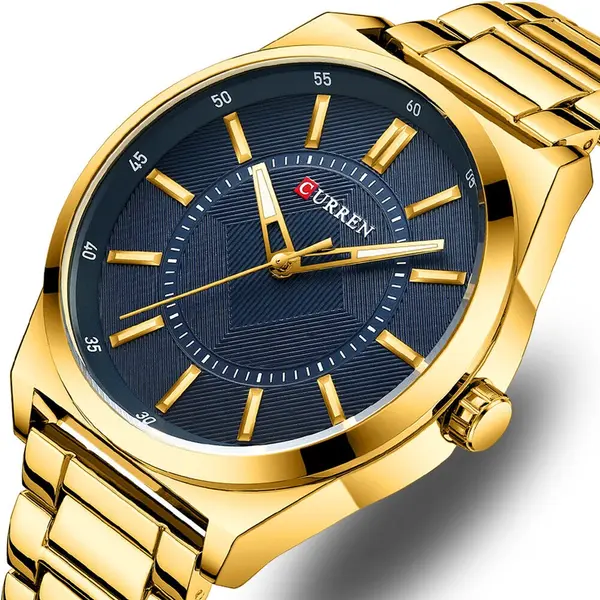 Curren 8407 High Quality Stainless Steel Waterproof Men's Watch – Dial Color: Blue Gold, Strap Color: Gold – View 3