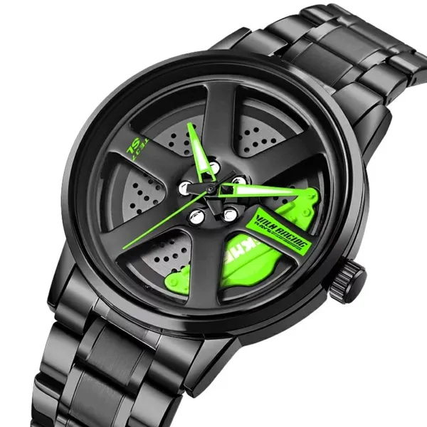 SKMEI 1787 Wheels Rolling Creative Men's Watch – Dial Color: Green, Strap Color: Black – View 2