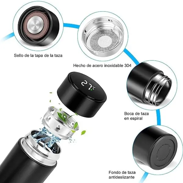 500ml Stainless Steel Water Bottle LED Temperature Display Flask – Capacity: 500 ml, Color: Black – View 4