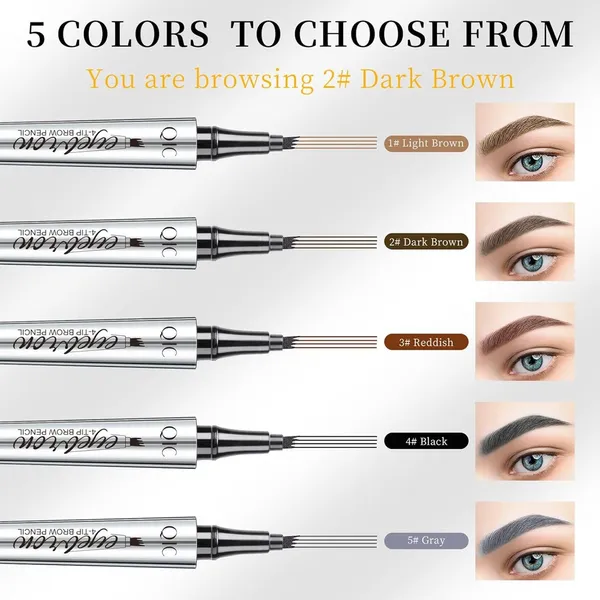 QIC Eyebrow Pencil with 4 Tip Microblade Eyebrow Pen Light Brown – View 5