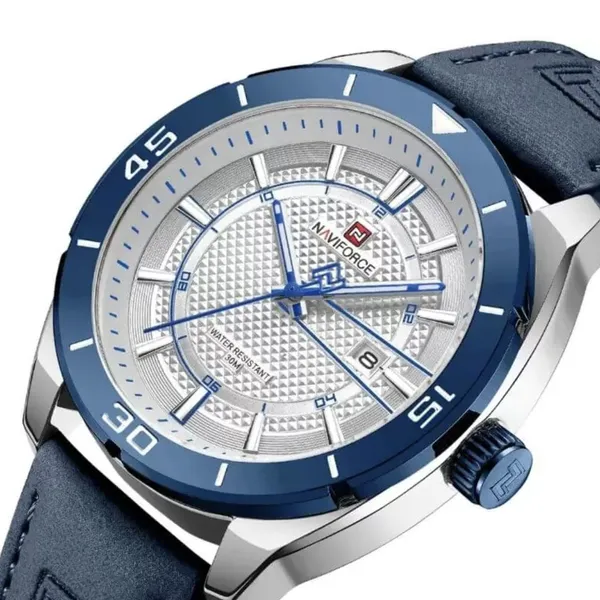 NAVIFORCE NF9209 Military Sports Luminous Men’s Watch – Dial Color: White, Strap Color: Blue – View 2