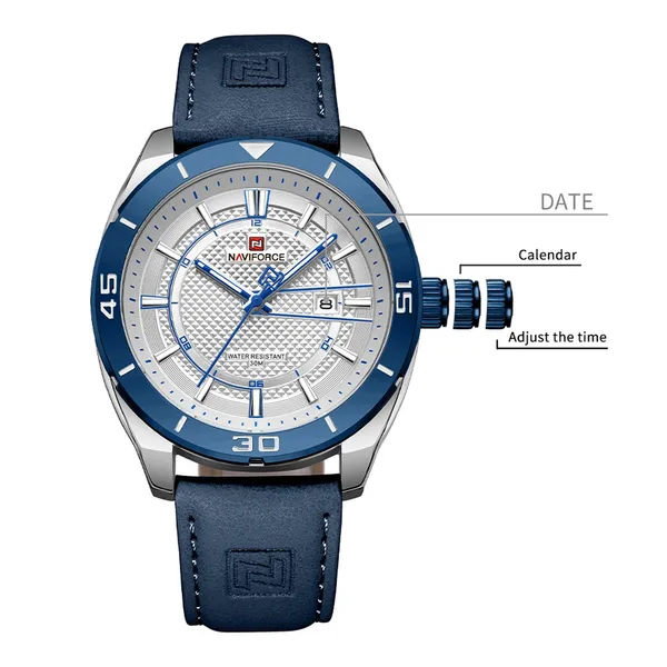 NAVIFORCE NF9209 Military Sports Luminous Men’s Watch – Dial Color: White, Strap Color: Blue – View 4