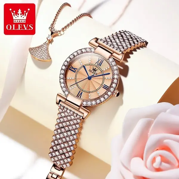 Olevs 9942 stainless steel bracelet quartz watch for women – View 2