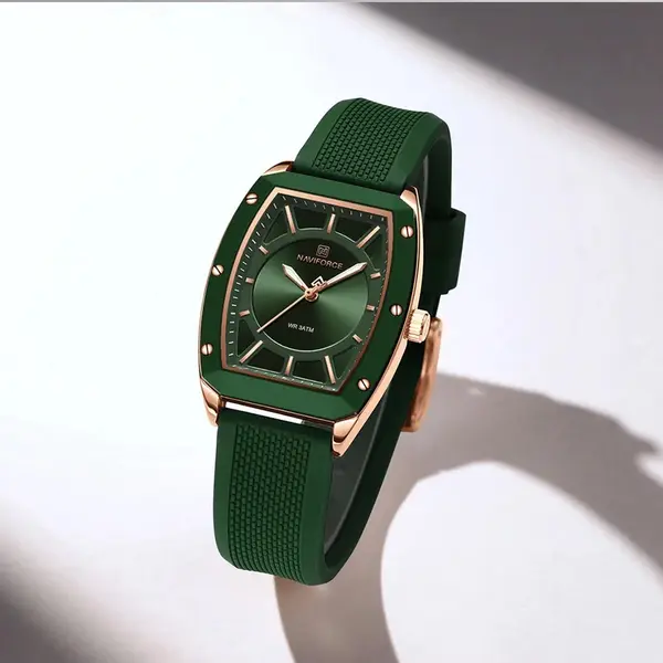 NAVIFORCE NF5049 Movement Fashion Barrel-Shaped Women’s Watch – Dial Color: Green, Strap Color: Green  – View 2